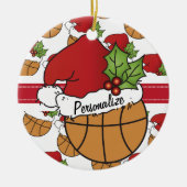 Weihnachts-Weihnachtsmannmütze Basketball | DIY Na Keramikornament (Vorne)