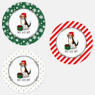 Weihnachts-Weihnachtsmannmütze Beagle (Tri-Farbe 3 Etiketten