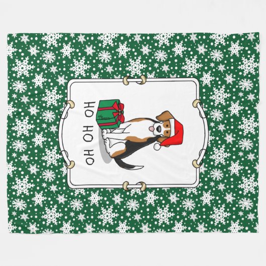 Weihnachts-Weihnachtsmannmütze Beagle (Tri-Farbe 3 Fleecedecke (Vorderseite (Horizontal))