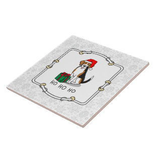 Weihnachts-Weihnachtsmannmütze Beagle (Tri-Farbe 3 Fliese