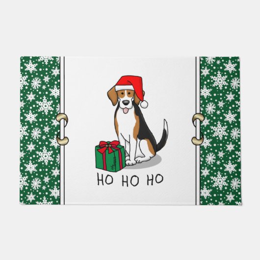 Weihnachts-Weihnachtsmannmütze Beagle (Tri-Farbe 3 Fußmatte (Vorderseite)