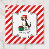 Weihnachts-Weihnachtsmannmütze Beagle (Tri-Farbe 3 Geschenkanhänger (Vorderseite)