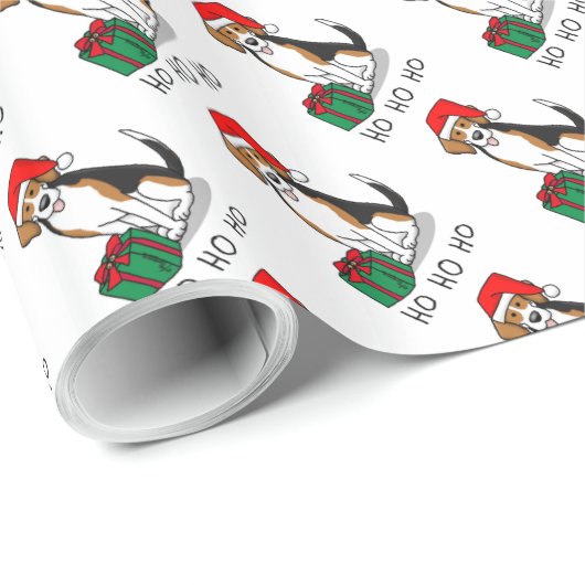 Weihnachts-Weihnachtsmannmütze Beagle (Tri-Farbe 3 Geschenkpapier (Rolleneckpunkt)