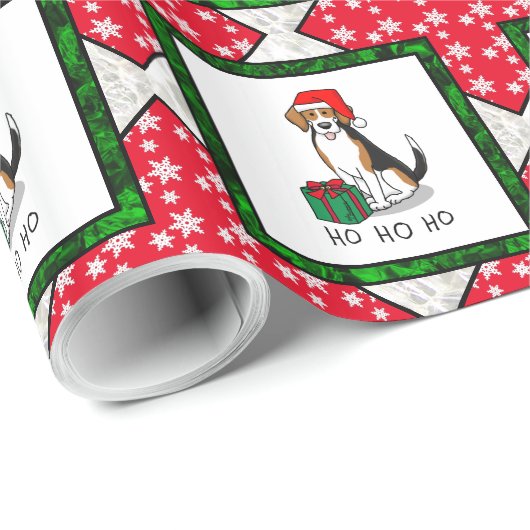 Weihnachts-Weihnachtsmannmütze Beagle (Tri-Farbe 3 Geschenkpapier (Rolleneckpunkt)