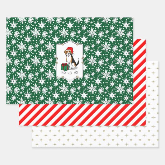 Weihnachts-Weihnachtsmannmütze Beagle (Tri-Farbe 3 Geschenkpapier Set (Set)