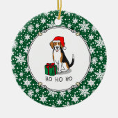 Weihnachts-Weihnachtsmannmütze Beagle (Tri-Farbe 3 Keramik Ornament (Vorne)