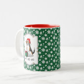 Weihnachts-Weihnachtsmannmütze Beagle (Tri-Farbe 3 Zweifarbige Tasse (Vorderseite Links)
