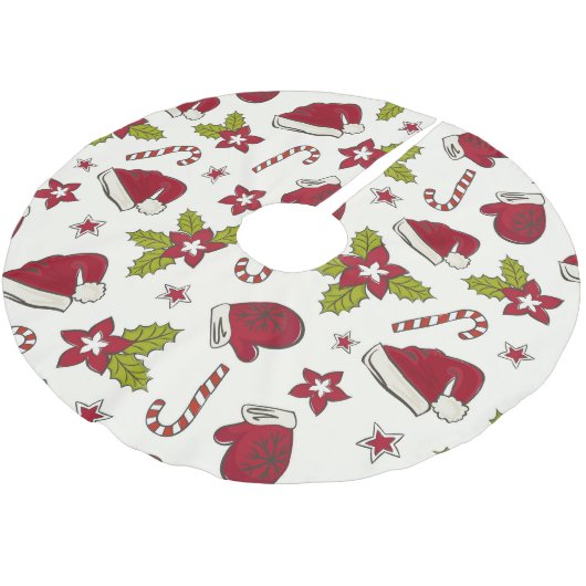 Weihnachts-Weihnachtsmannmütze Candy Canes Red Poi Polyester Weihnachtsbaumdecke (Schrägansicht)