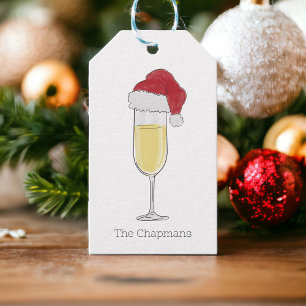 Weihnachts-Weihnachtsmannmütze Champagne Geschenkanhänger