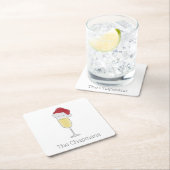 Weihnachts-Weihnachtsmannmütze Champagne Rechteckiger Pappuntersetzer (Vor Ort)