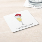 Weihnachts-Weihnachtsmannmütze Champagne Rechteckiger Pappuntersetzer (angewinkelt)