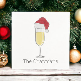 Weihnachts-Weihnachtsmannmütze Champagne Serviette
