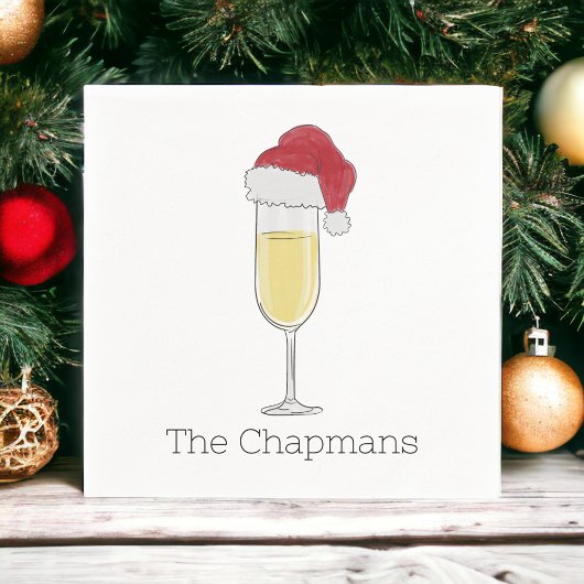 Weihnachts-Weihnachtsmannmütze Champagne Serviette