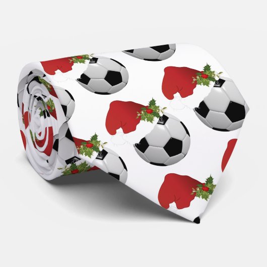 Weihnachts-Weihnachtsmannmütze Fußballdesign Krawatte (Gerollt)