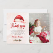 Weihnachts-Weihnachtsmannmütze Geburtstagsparty Fo Dankeskarte (Vorderseite)