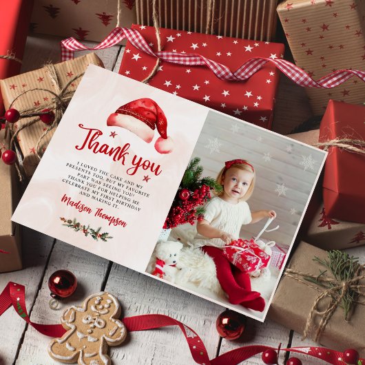 Weihnachts-Weihnachtsmannmütze Geburtstagsparty Fo Dankeskarte