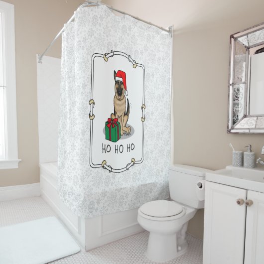 Weihnachts-Weihnachtsmannmütze German Shepherd Dog Duschvorhang (Beispiel)