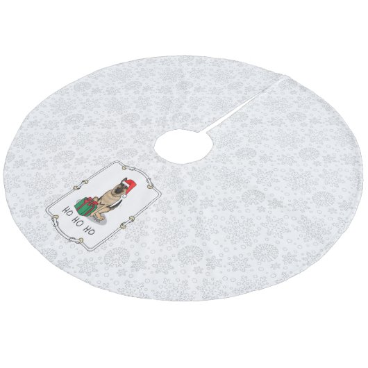 Weihnachts-Weihnachtsmannmütze German Shepherd Dog Fleece Weihnachtsbaumdecke (Schrägansicht)