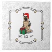 Weihnachts-Weihnachtsmannmütze German Shepherd Dog Fliese (Vorderseite)
