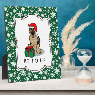 Weihnachts-Weihnachtsmannmütze German Shepherd Dog Fotoplatte