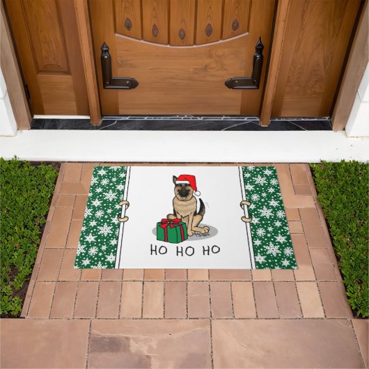 Weihnachts-Weihnachtsmannmütze German Shepherd Dog Fußmatte (Außenbereich)