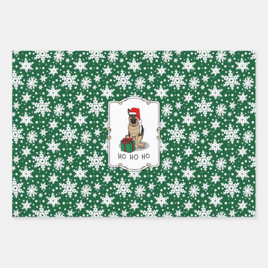 Weihnachts-Weihnachtsmannmütze German Shepherd Dog Geschenkpapier Set (Vorderseite)
