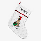 Weihnachts-Weihnachtsmannmütze German Shepherd Dog Großer Weihnachtsstrumpf (Vorderansicht (hängend))