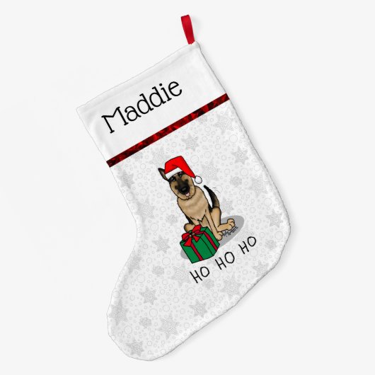 Weihnachts-Weihnachtsmannmütze German Shepherd Dog Großer Weihnachtsstrumpf (Rückseite (Hängend))