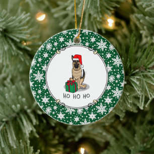 Weihnachts-Weihnachtsmannmütze German Shepherd Dog Keramik Ornament