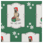 Weihnachts-Weihnachtsmannmütze German Shepherd Dog Stoff (Nahaufnahme)