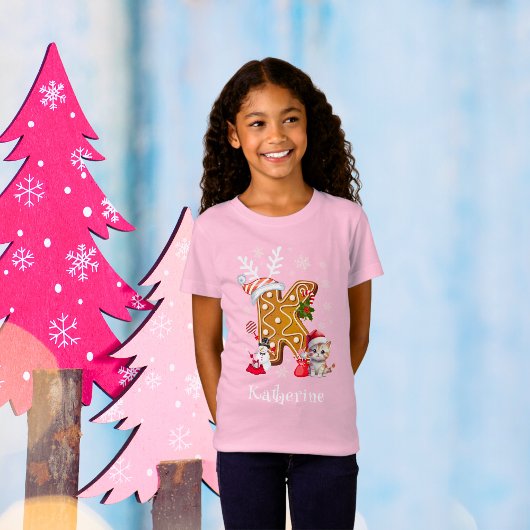 Weihnachts-Weihnachtsmannmütze Gingerbread Alphabe T-Shirt