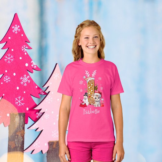 Weihnachts-Weihnachtsmannmütze Gingerbread Alphabe T-Shirt