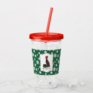 Weihnachts-Weihnachtsmannmütze Grauhund Hund (Blin Acryltrinkbecher