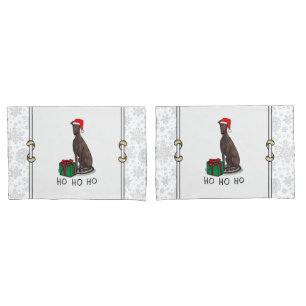 Weihnachts-Weihnachtsmannmütze Grauhund Hund (Blin Kissenbezug