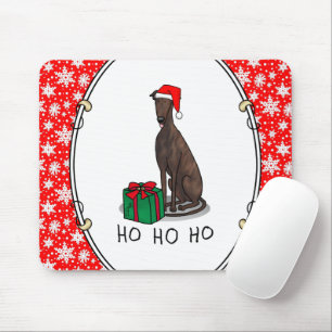 Weihnachts-Weihnachtsmannmütze Grauhund Hund (Blin Mousepad