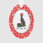 Weihnachts-Weihnachtsmannmütze Grauhund Hund (Blin Ornament (Vorderseite)