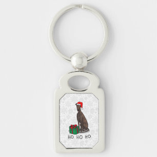 Weihnachts-Weihnachtsmannmütze Grauhund Hund (Blin Schlüsselanhänger