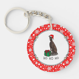 Weihnachts-Weihnachtsmannmütze Grauhund Hund (Blin Schlüsselanhänger