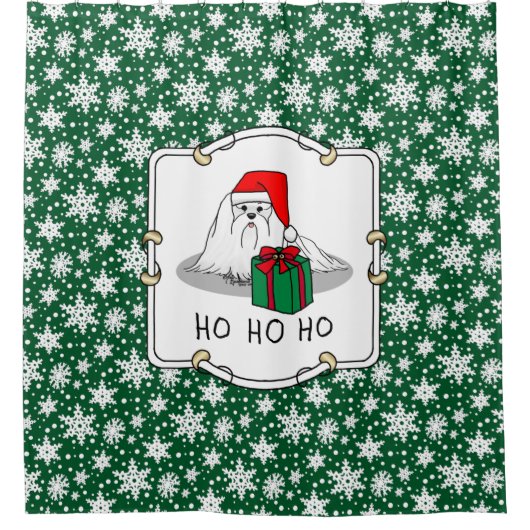 Weihnachts-Weihnachtsmannmütze Malteser Hund Niedl Duschvorhang (Vorderseite)