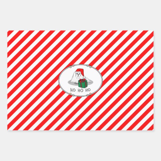 Weihnachts-Weihnachtsmannmütze Malteser Hund Niedl Geschenkpapier Set (Vorderseite 2)