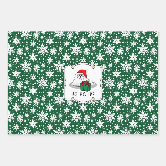 Weihnachts-Weihnachtsmannmütze Malteser Hund Niedl Geschenkpapier Set (Vorderseite)