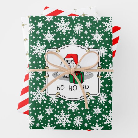 Weihnachts-Weihnachtsmannmütze Malteser Hund Niedl Geschenkpapier Set (Beispiel)