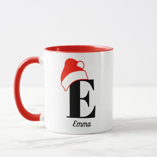Weihnachts-Weihnachtsmannmütze - Monogramm und Nam Tasse (Links)