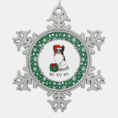 Weihnachts-Weihnachtsmannmütze Papillon (trifarbig Schneeflocken Zinn-Ornament (Vorderseite)