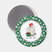 Weihnachts-Weihnachtsmannmütze Puli Dog (weiß) Nie Magnet (Vorderseite/Rückseite)
