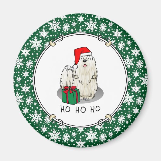 Weihnachts-Weihnachtsmannmütze Puli Dog (weiß) Nie Magnet (Vorne)