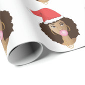 Weihnachts-Weihnachtsmannmütze, Schwarze Frau, Bub Geschenkpapier (Rolleneckpunkt)