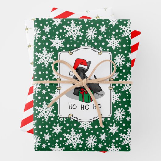 Weihnachts-Weihnachtsmannmütze Scottish Terrier (s Geschenkpapier Set (Beispiel)