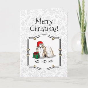 Weihnachts-Weihnachtsmannmütze Shih Tzu (bräunlich Karte