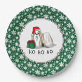 Weihnachts-Weihnachtsmannmütze Shih Tzu (bräunlich Pappteller (Vorderseite)